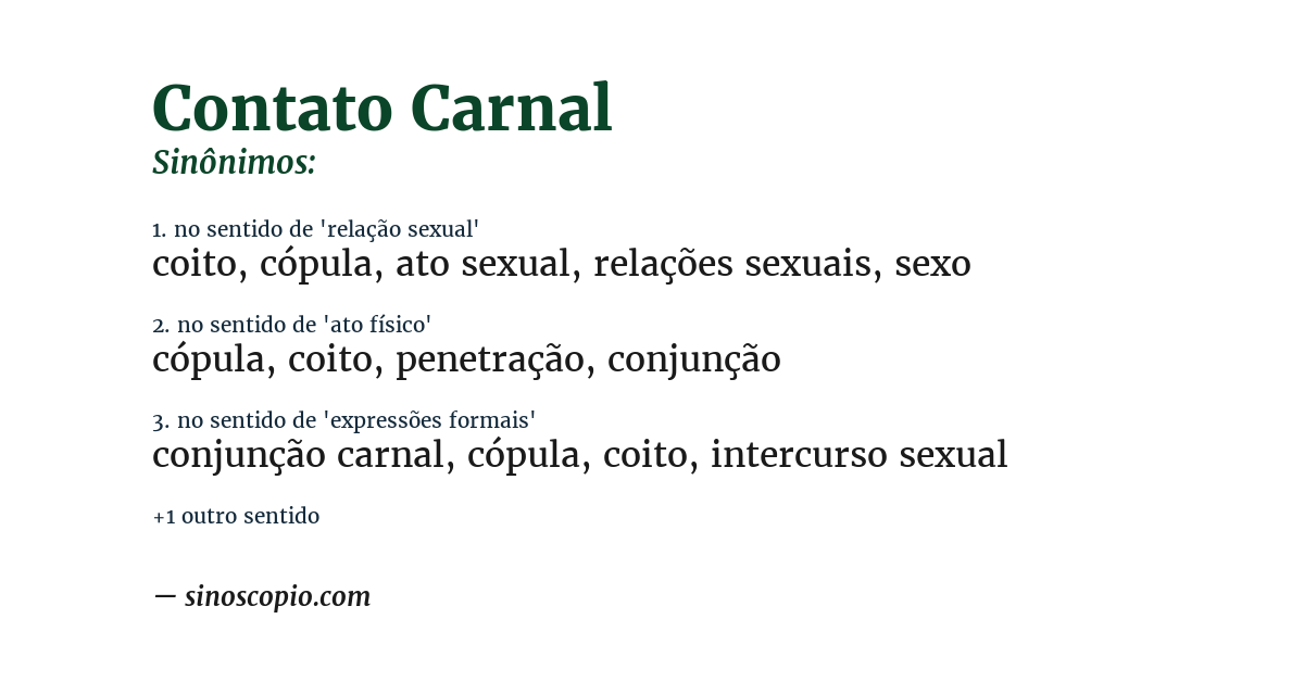 Sinônimo de contato carnal