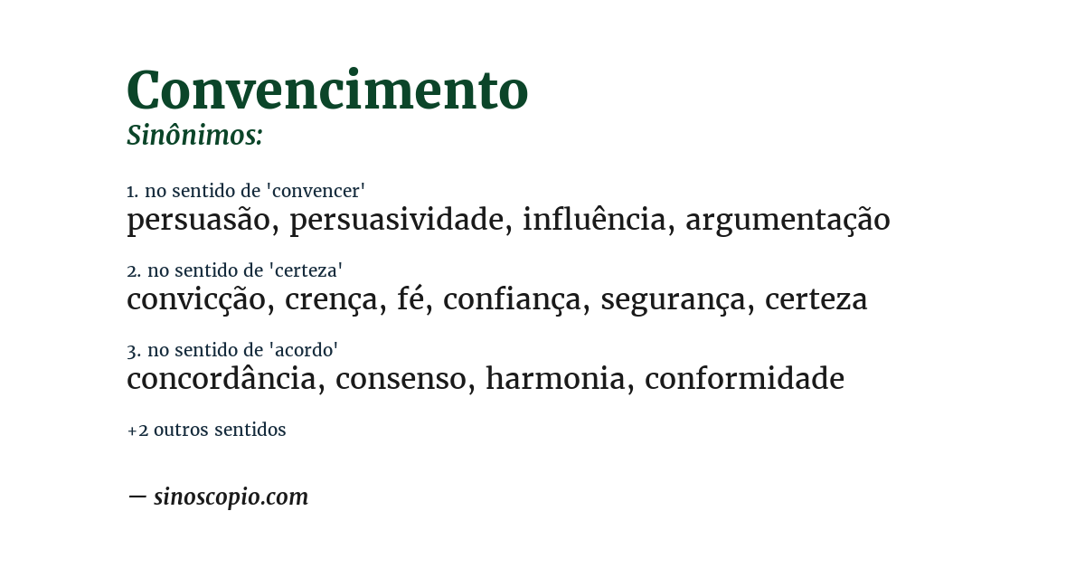Sinônimo de convencimento