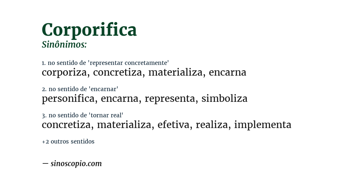 Sinônimo de corporifica