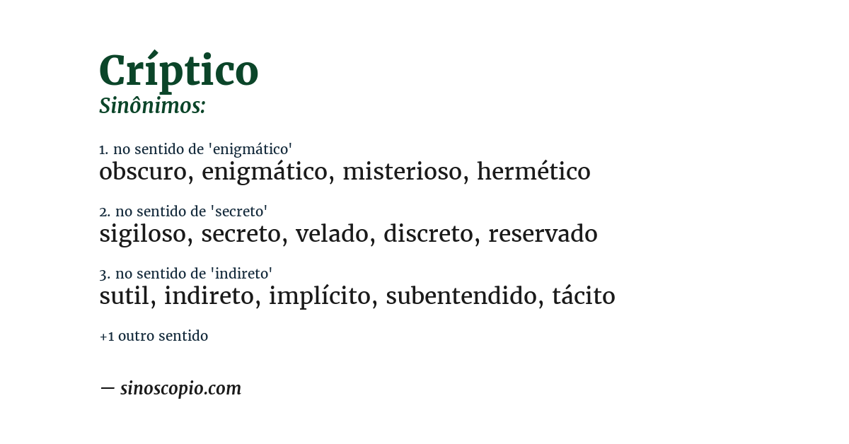 Sinônimo de críptico