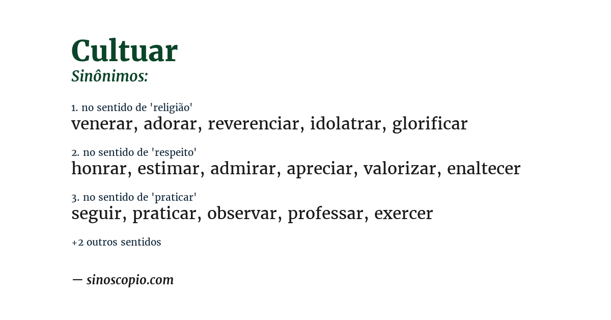 Sinônimo de cultuar