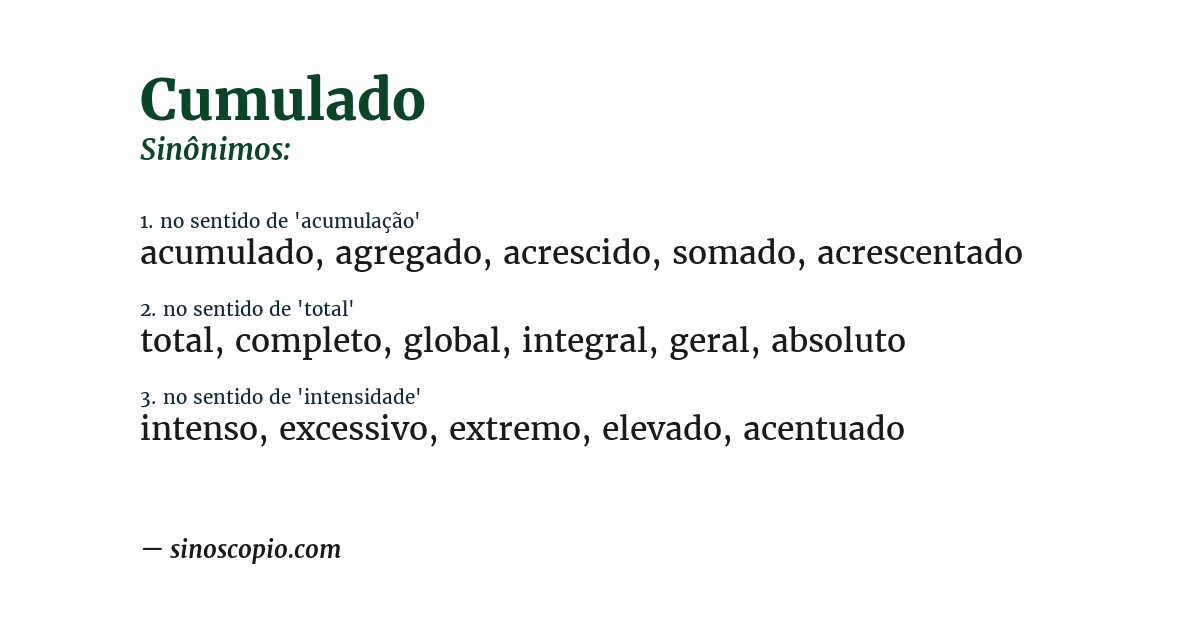Sinônimo de cumulado