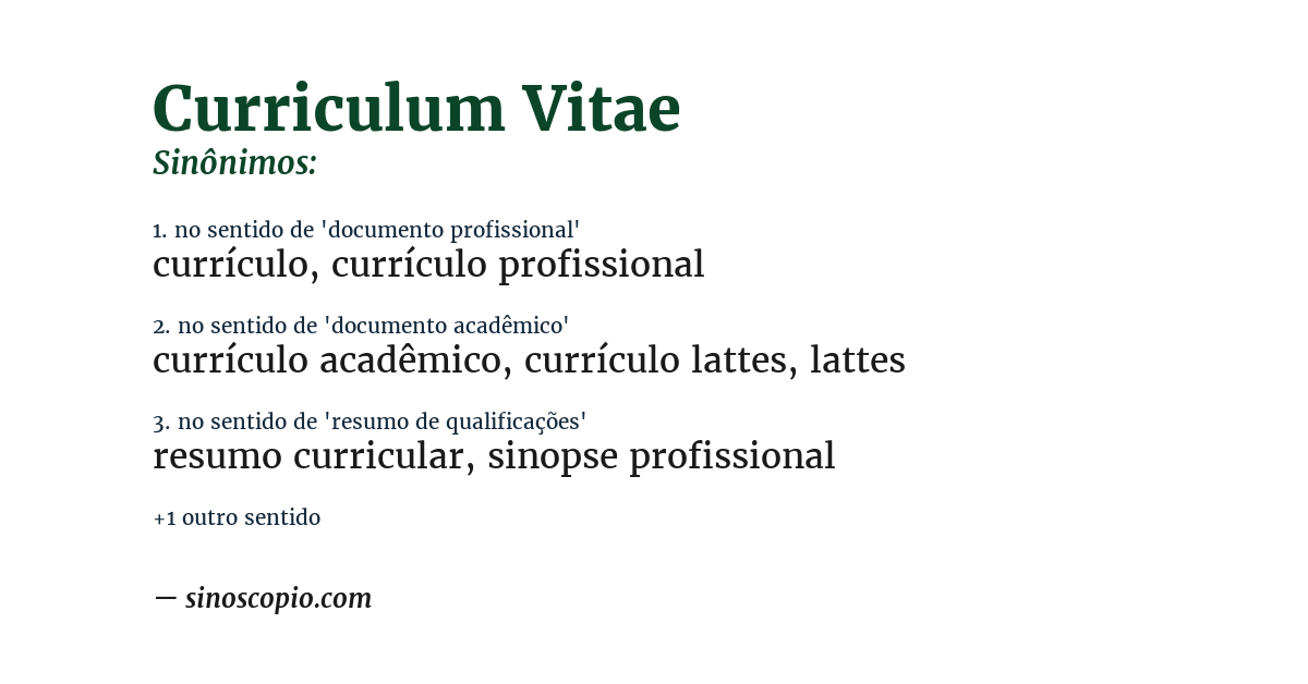 Sinônimo de curriculum vitae