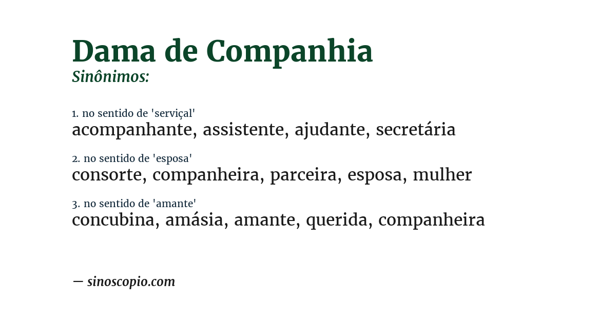 Sinônimo de dama de companhia