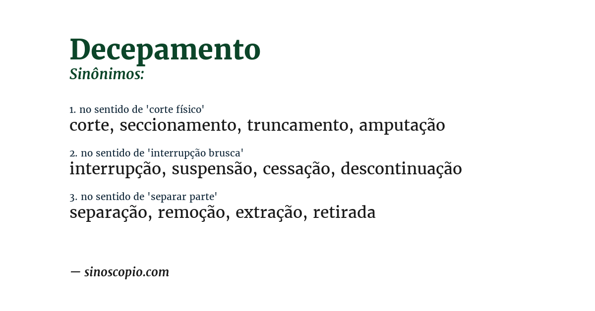 Sinônimo de decepamento