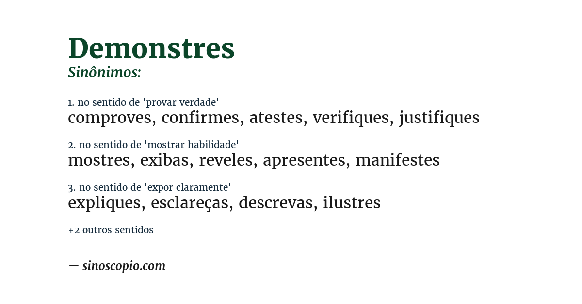 Sinônimo de demonstres
