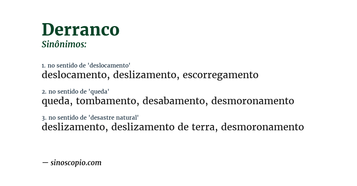 Sinônimo de derranco