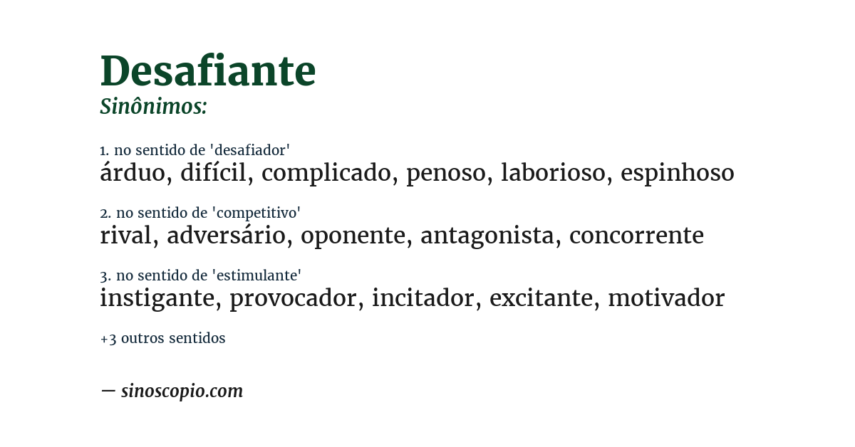 Sinônimo de desafiante