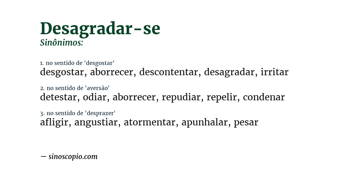 Sinônimo de desagradar-se