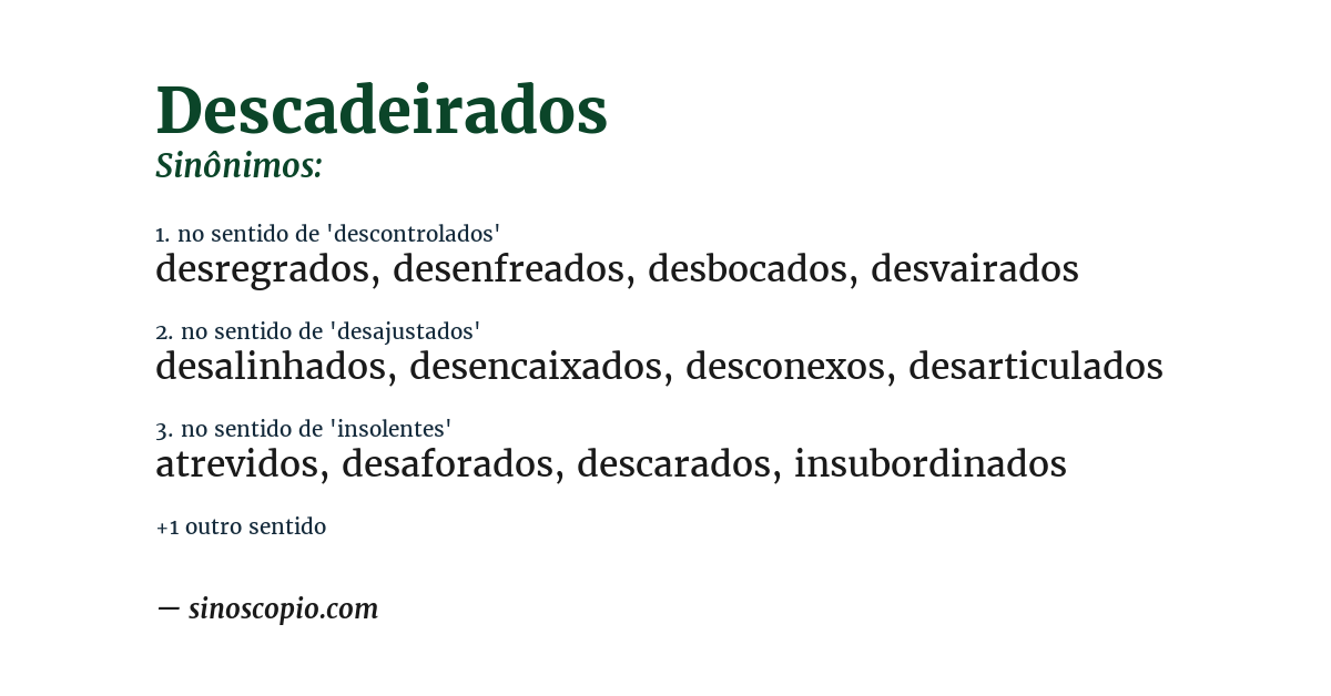 Sinônimo de descadeirados