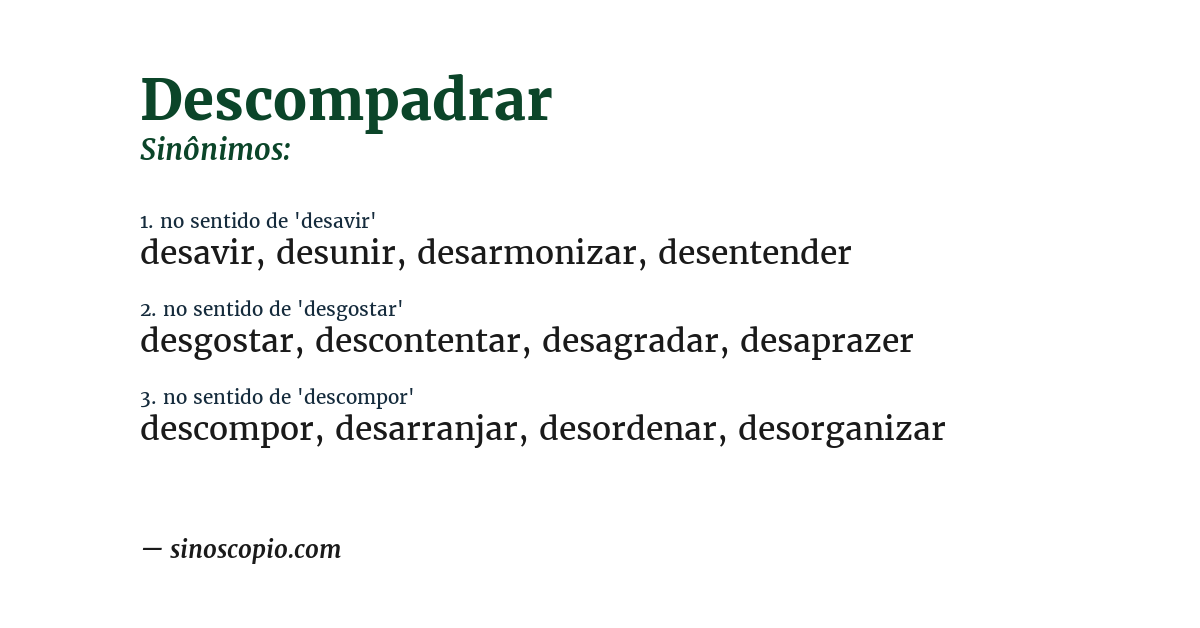 Sinônimo de descompadrar