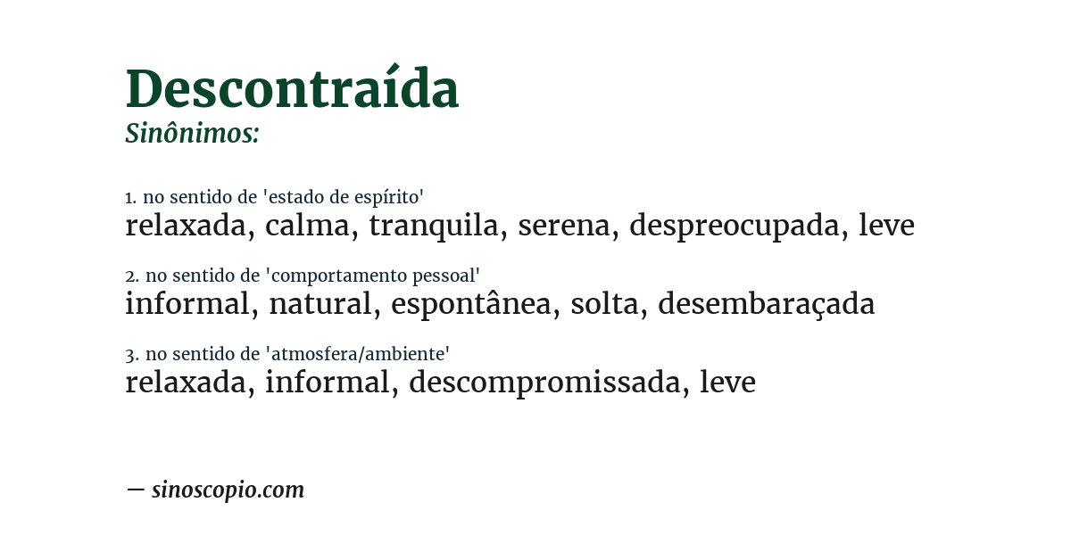 Sinônimo de descontraída