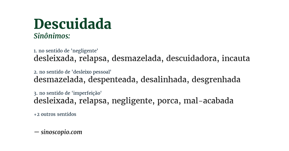 Sinônimo de descuidada