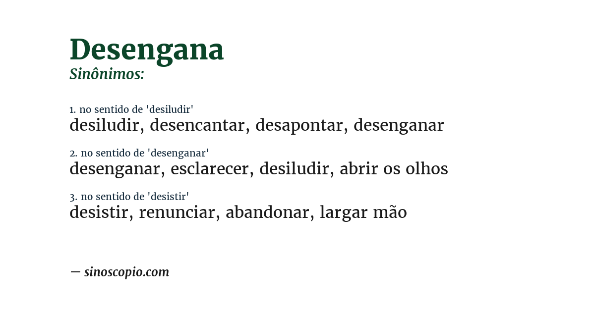 Sinônimo de desengana