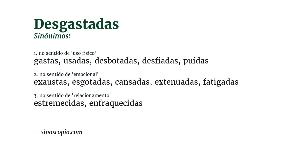 Sinônimo de desgastadas