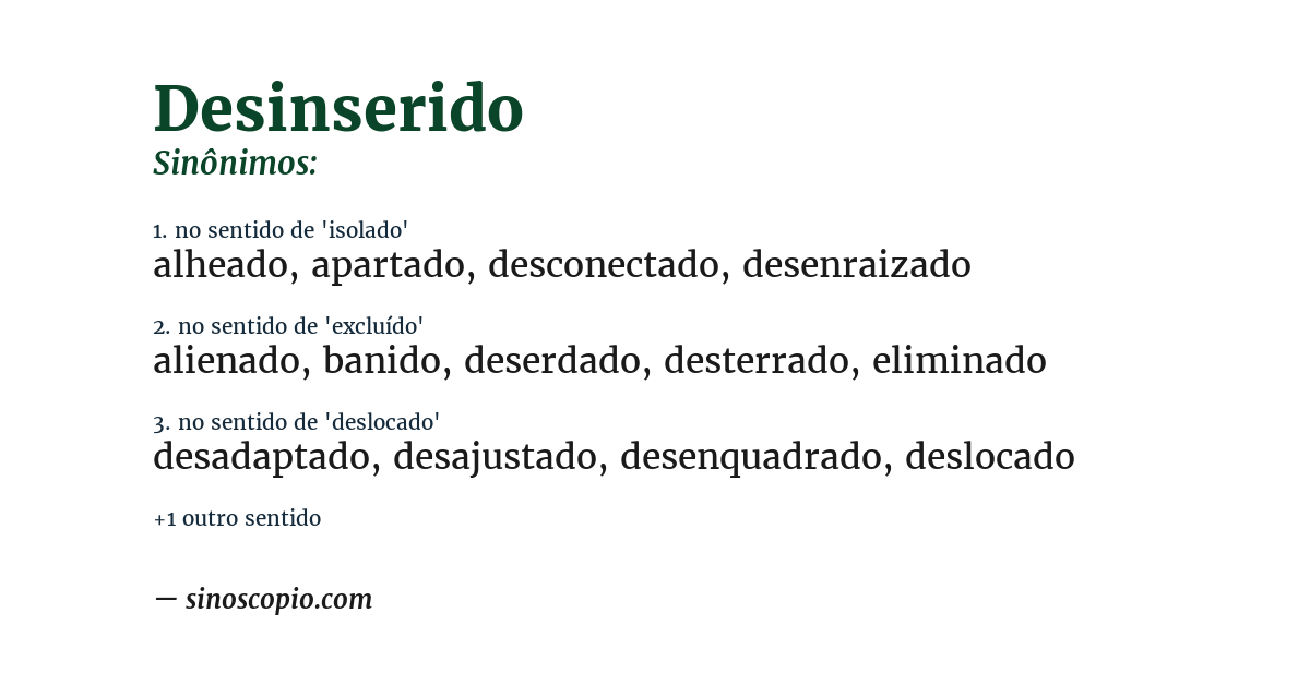 Sinônimo de desinserido
