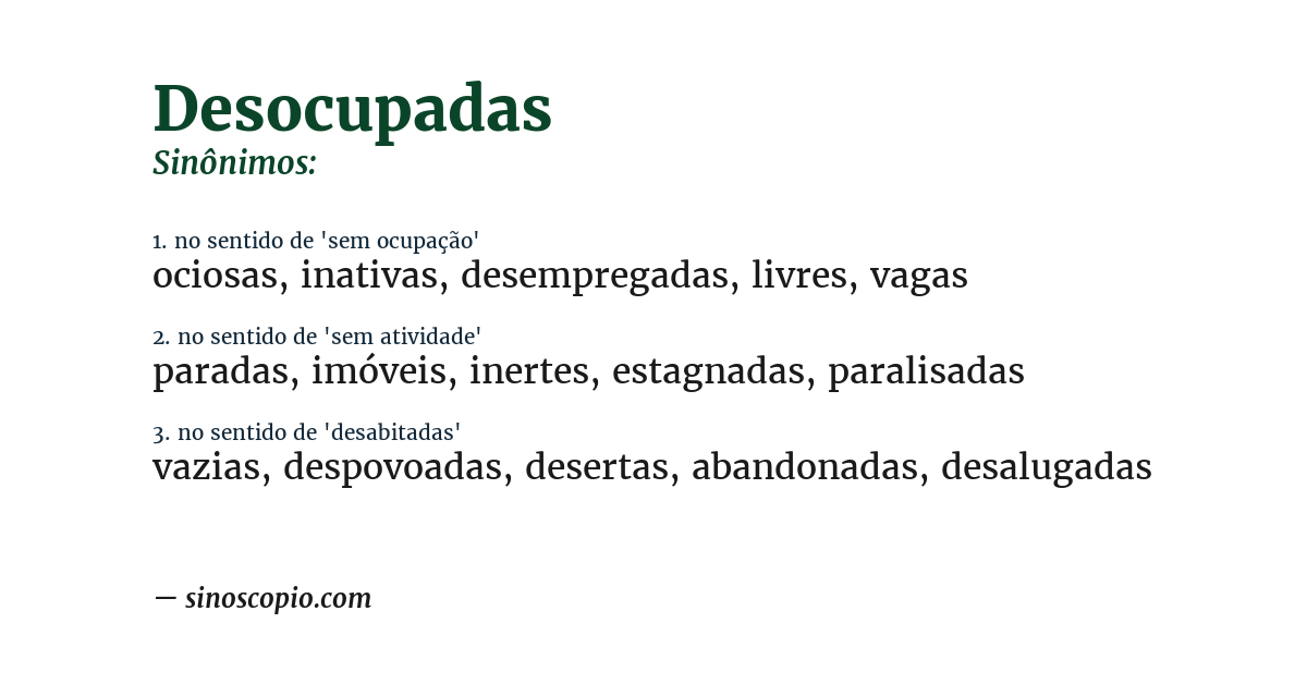 Sinônimo de desocupadas