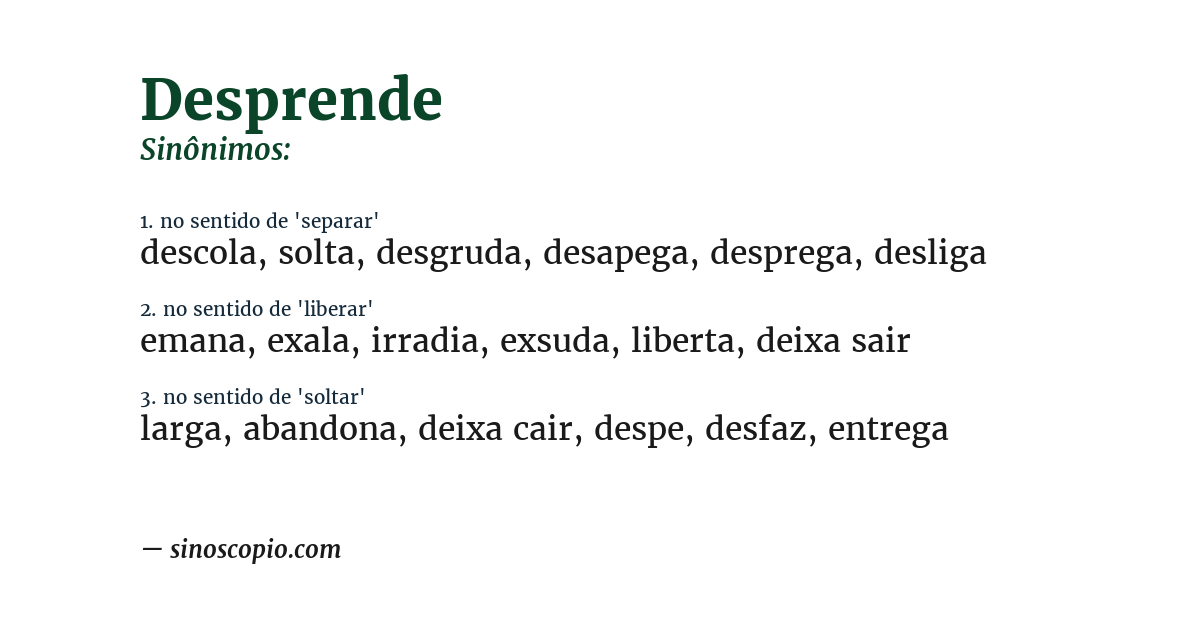Sinônimo de desprende