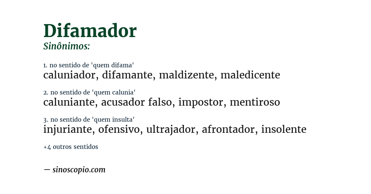 Sinônimo de difamador