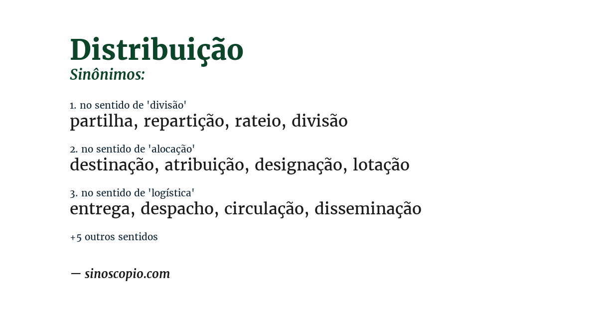 Sinônimo de distribuição