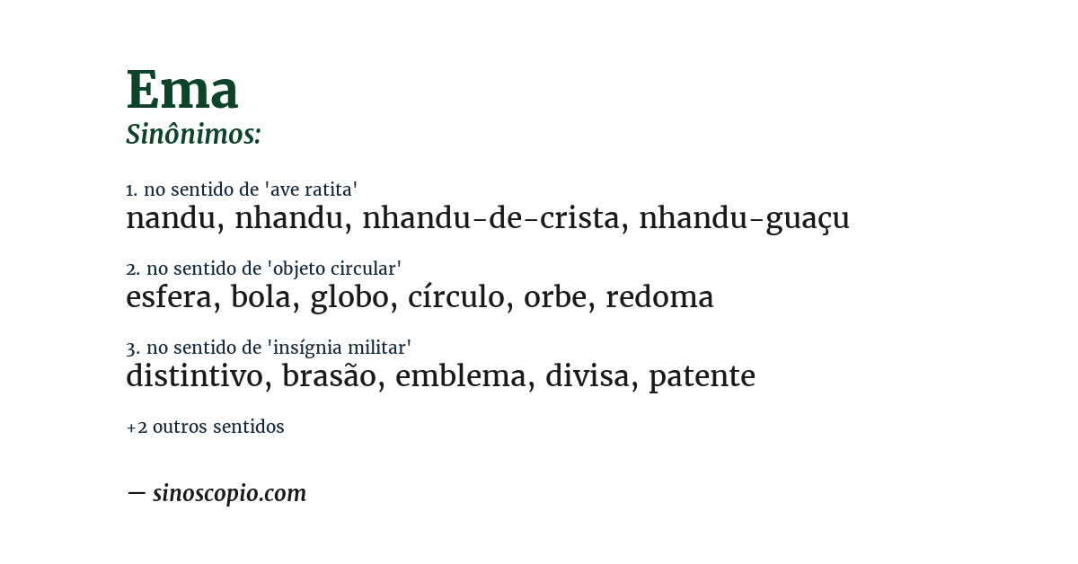 Sinônimo de ema