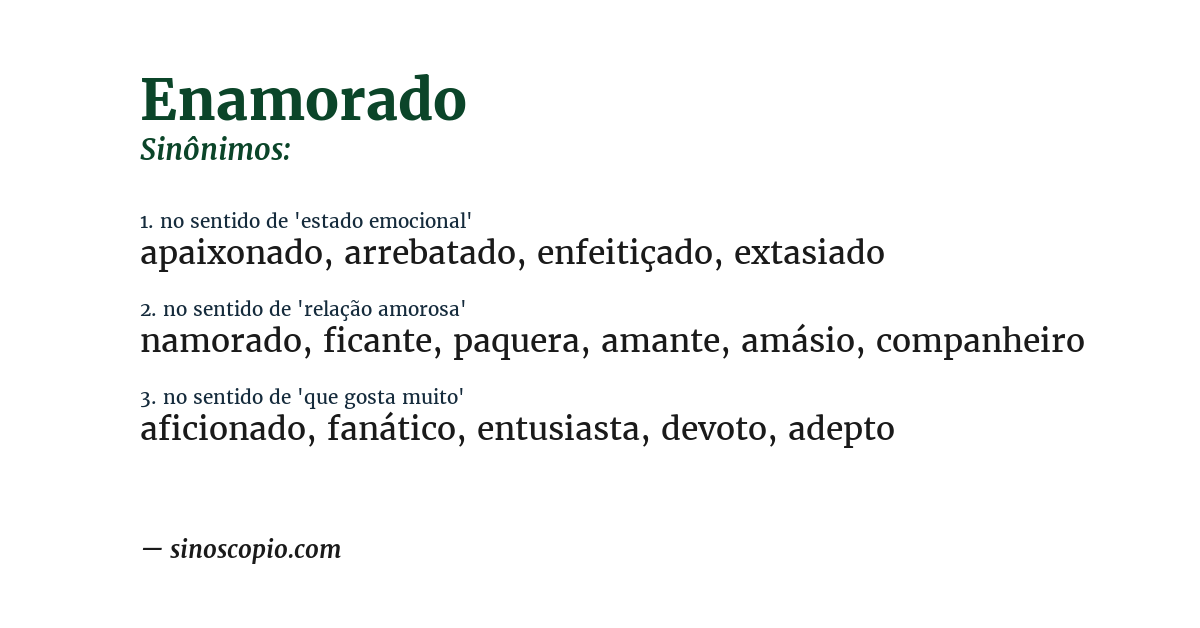 Sinônimo de enamorado