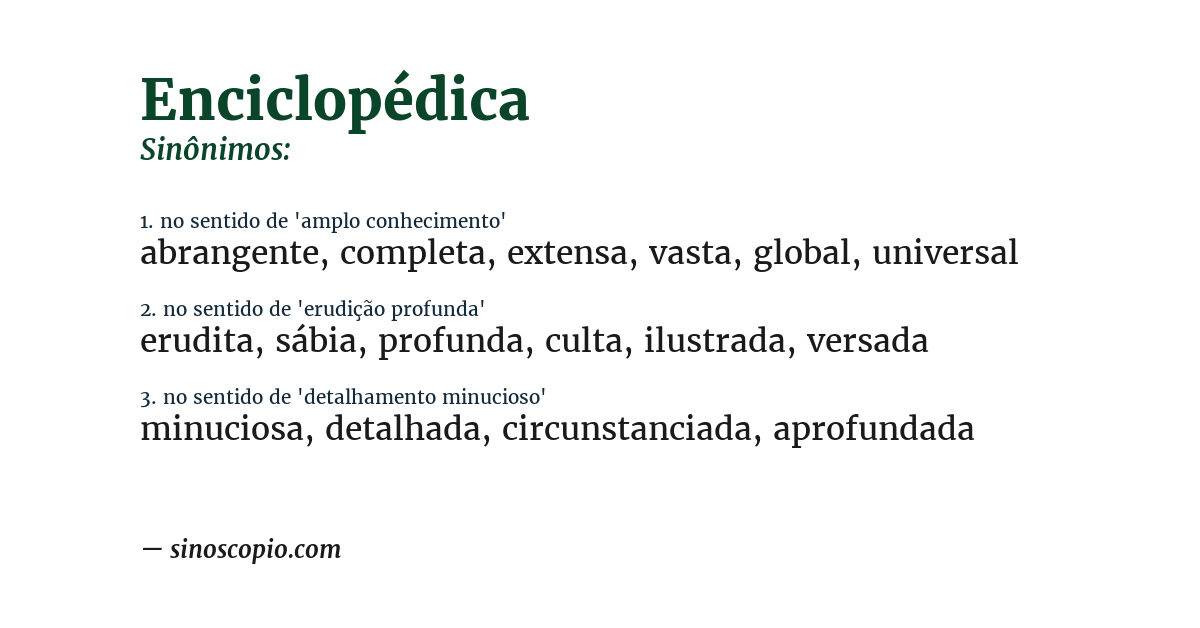 Sinônimo de enciclopédica
