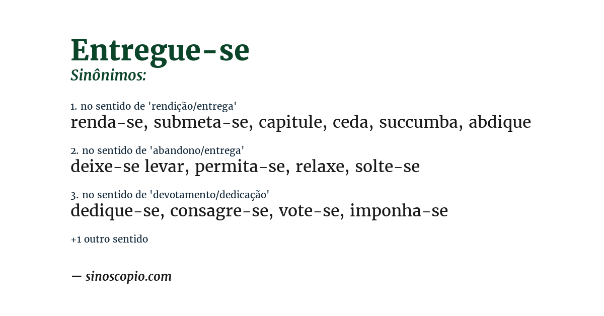 Sinônimo de entregue-se