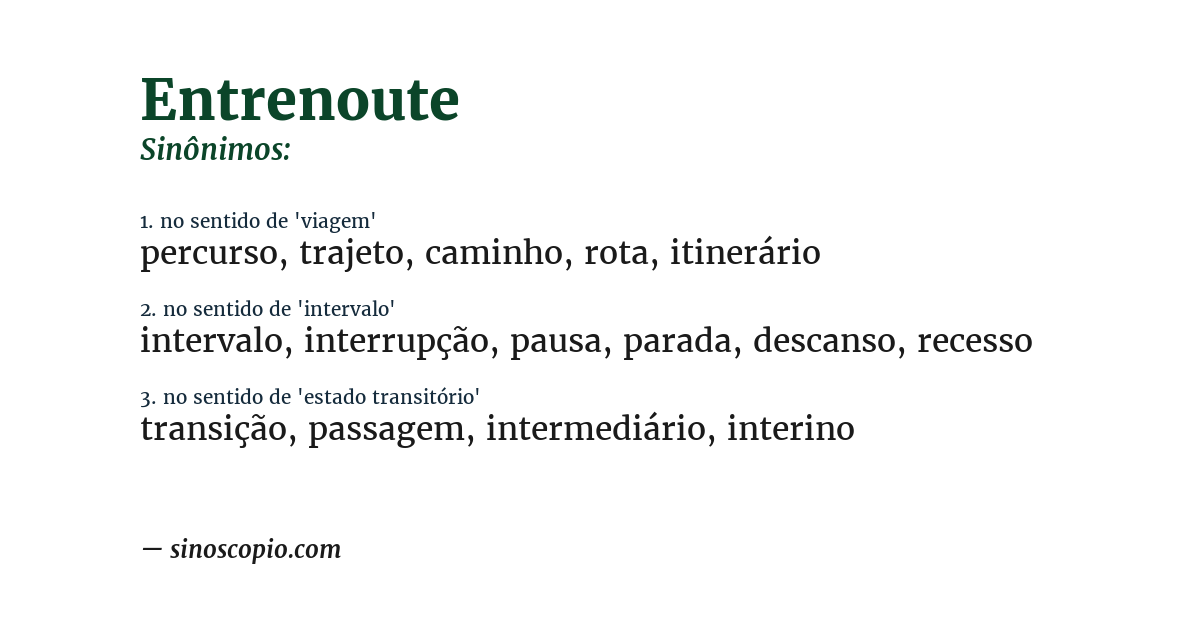 Sinônimo de entrenoute