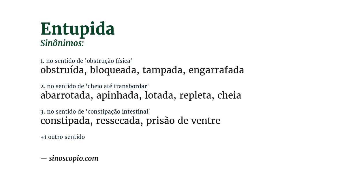Sinônimo de entupida