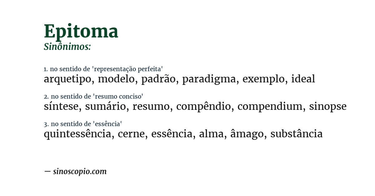 Sinônimo de epitoma