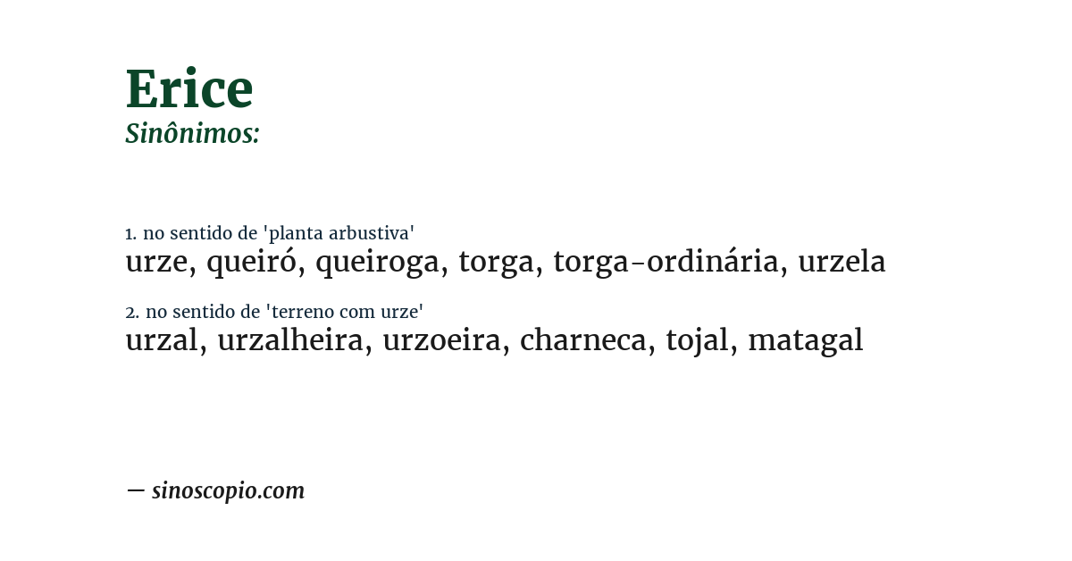 Sinônimo de erice