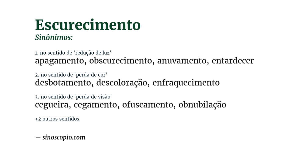 Sinônimo de escurecimento