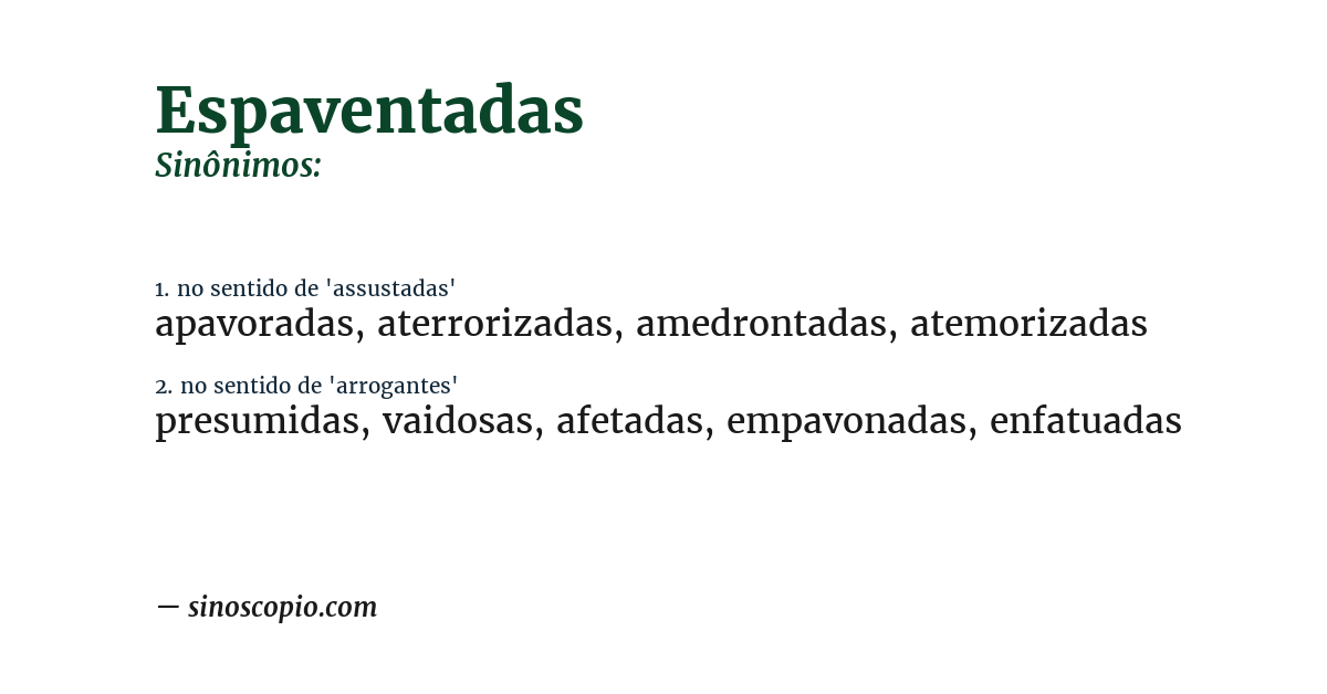 Sinônimo de espaventadas