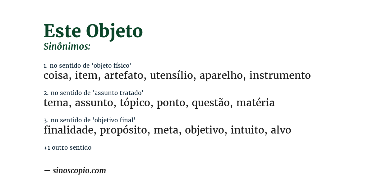 Sinônimo de este objeto