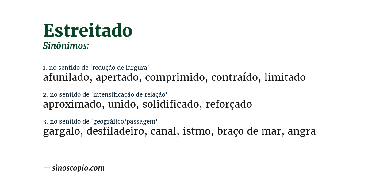 Sinônimo de estreitado