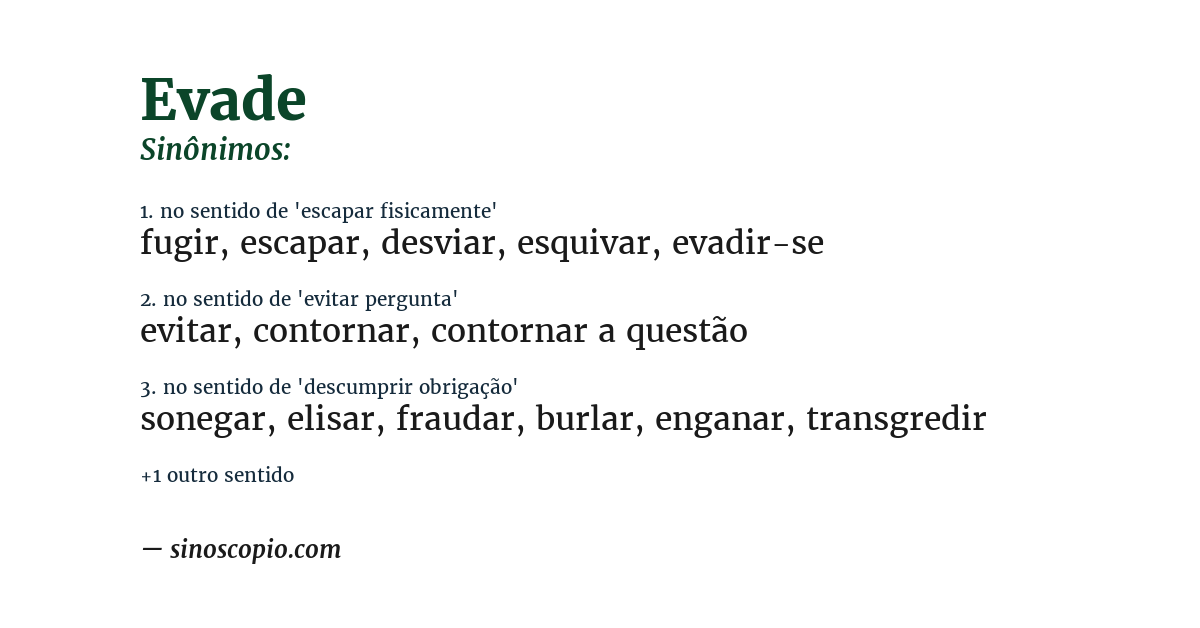 Sinônimo de evade