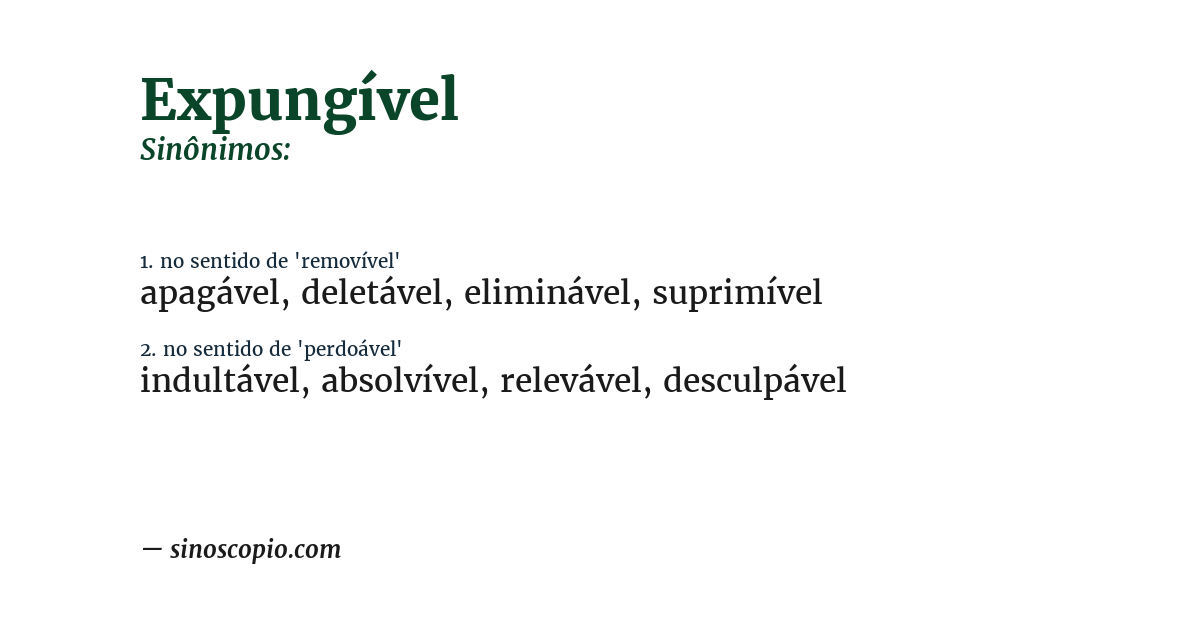 Sinônimo de expungível