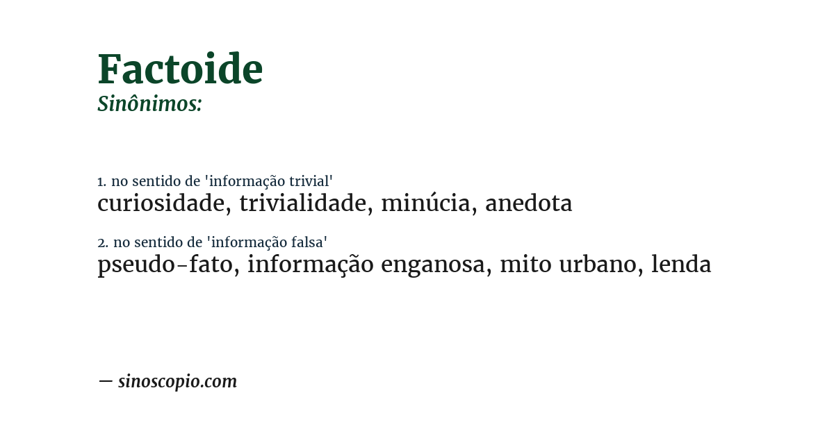 Sinônimo de factoide