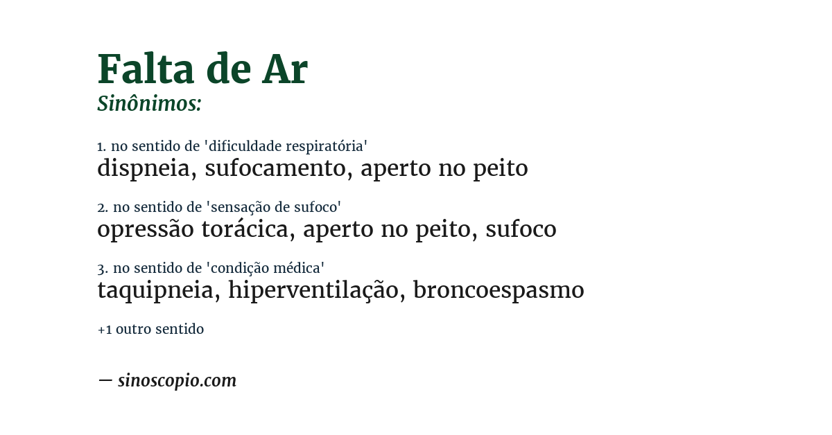 Sinônimo de falta de ar