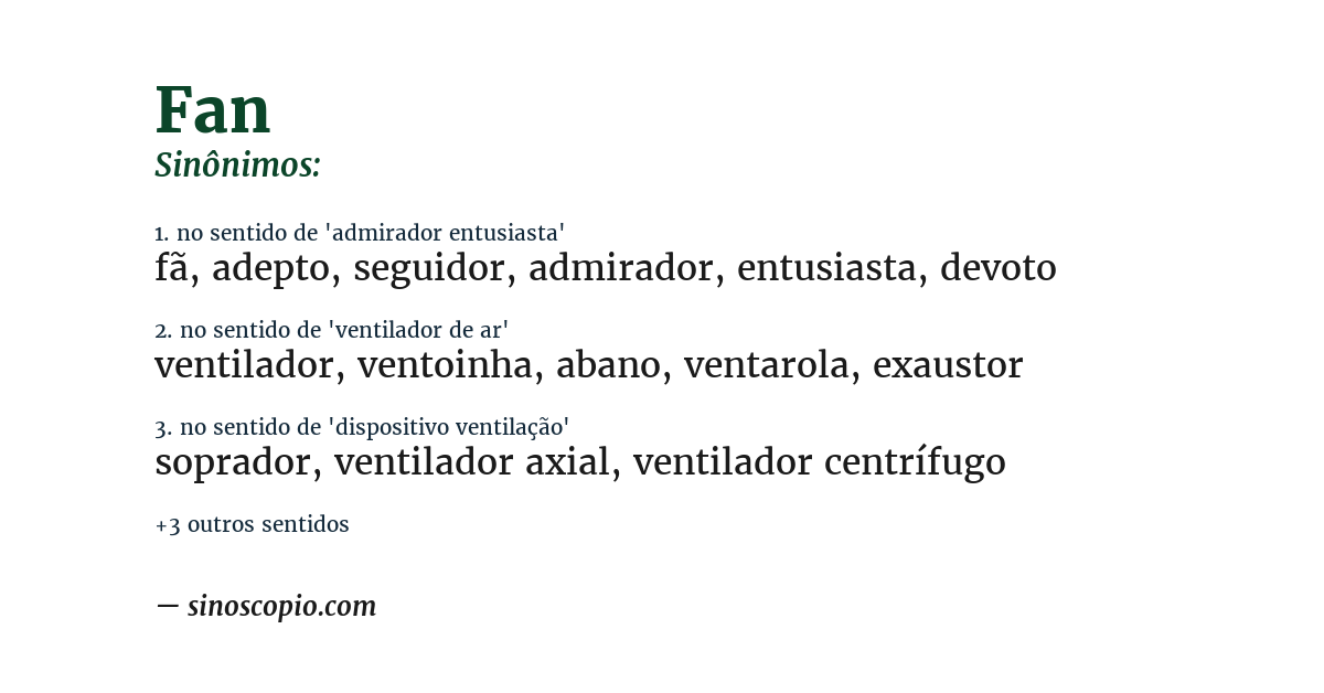 Sinônimo de fan