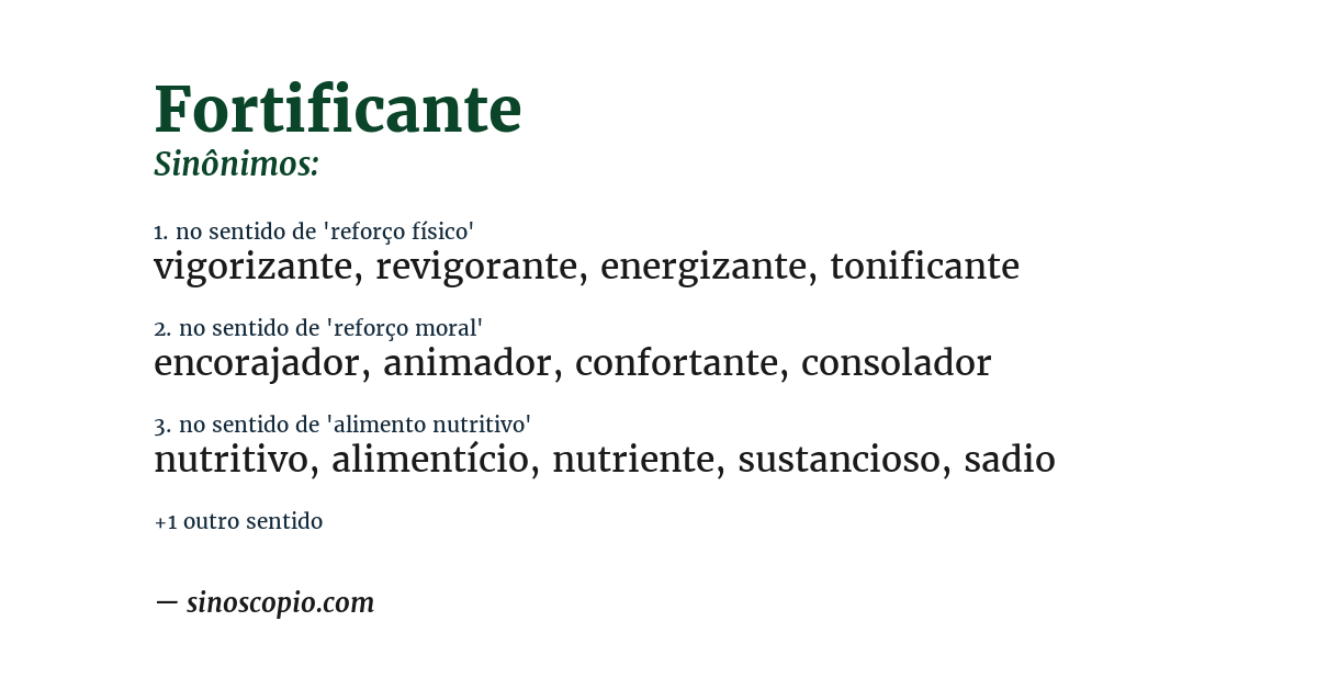 Sinônimo de fortificante