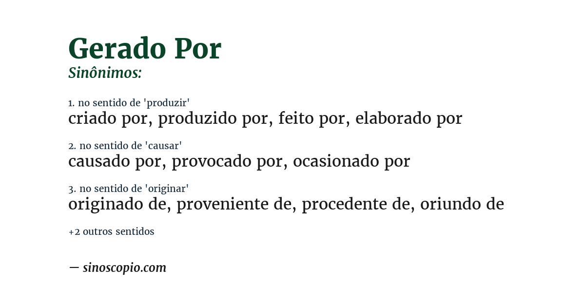 Sinônimo de gerado por