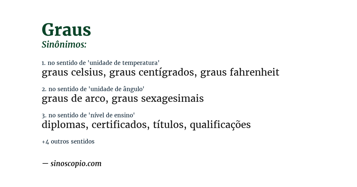 Sinônimo de graus