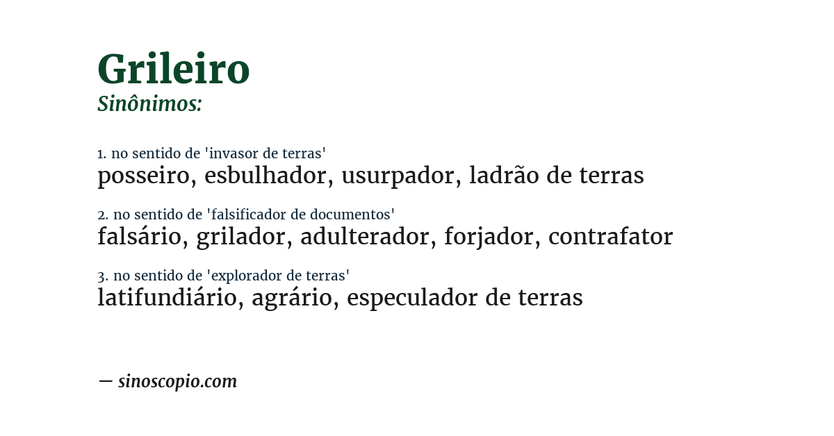 Sinônimo de grileiro