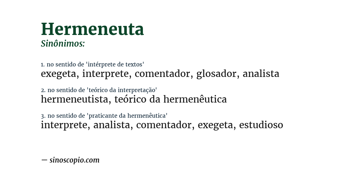 Sinônimo de hermeneuta