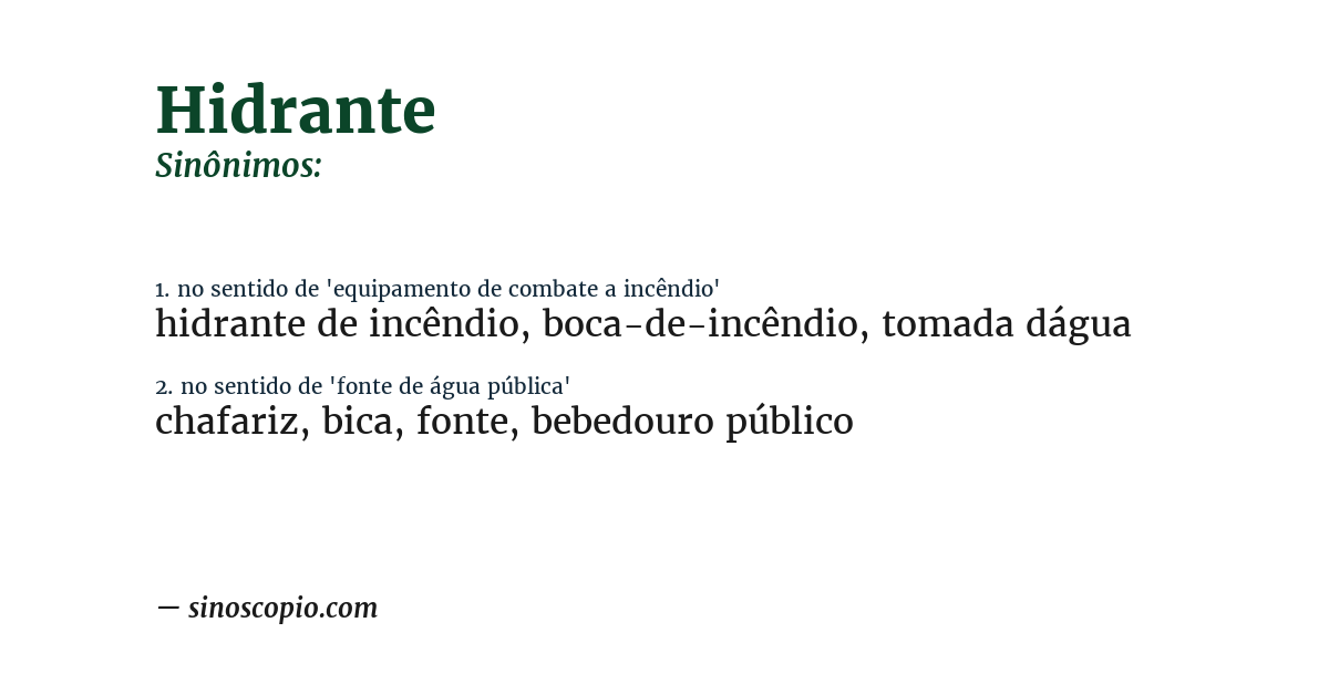Sinônimo de hidrante
