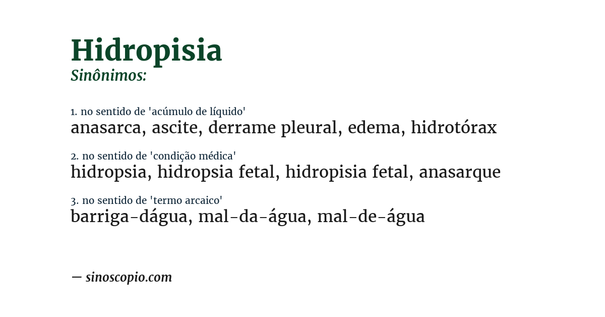 Sinônimo de hidropisia