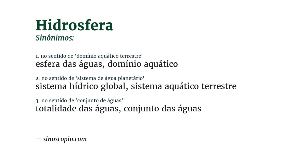 Sinônimo de hidrosfera