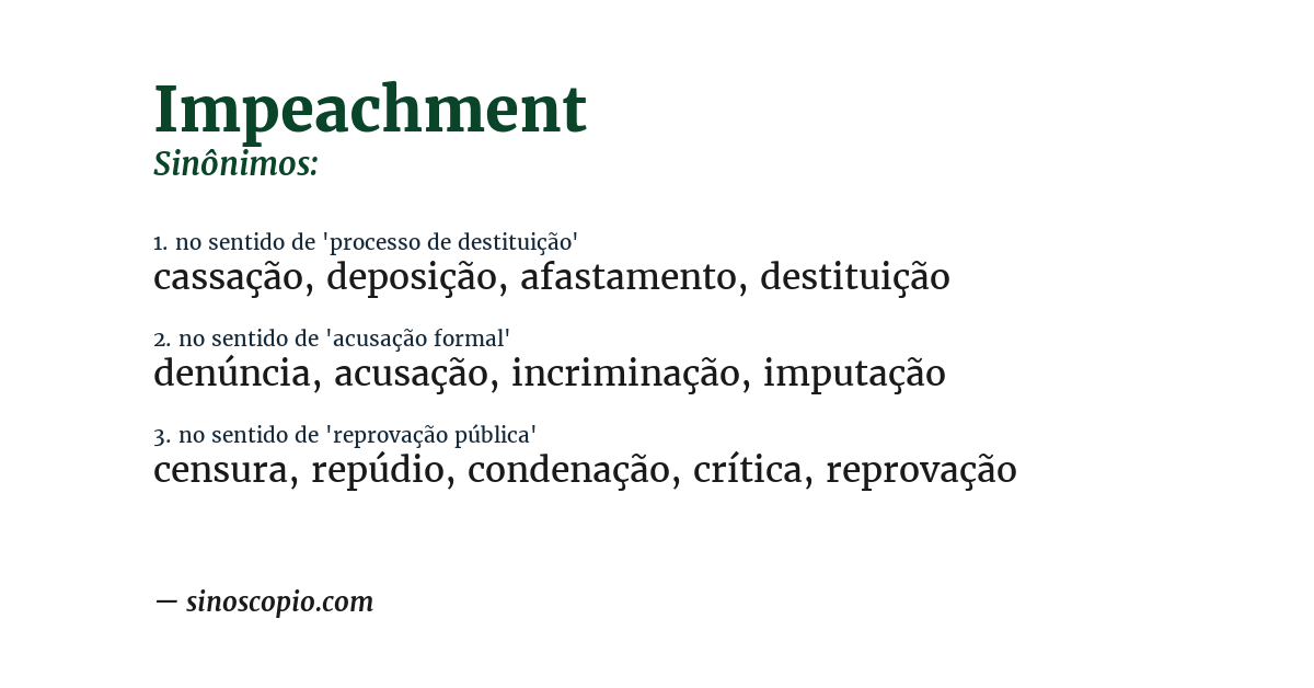 Sinônimo de impeachment